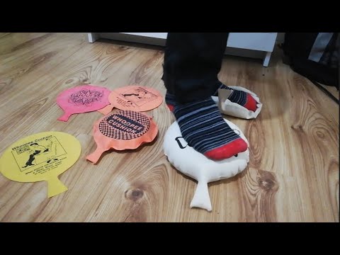 Stepping on multiple whoopee cushions in stripey socks | Funny Farts!